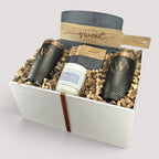Black Marble & Acacia Wood Serving Board with Handle Engraved Personalized Gift Set