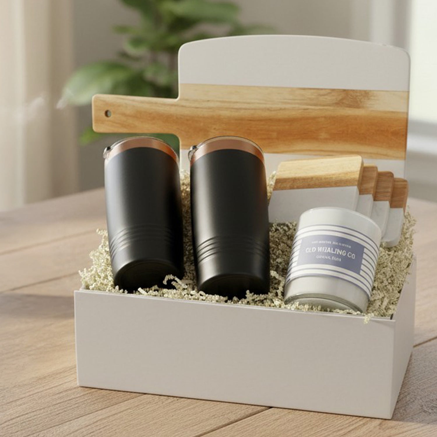 White Marble Serving Board with Handle Personalized Gift Set | Laser Engraved | Closing Day Gifts