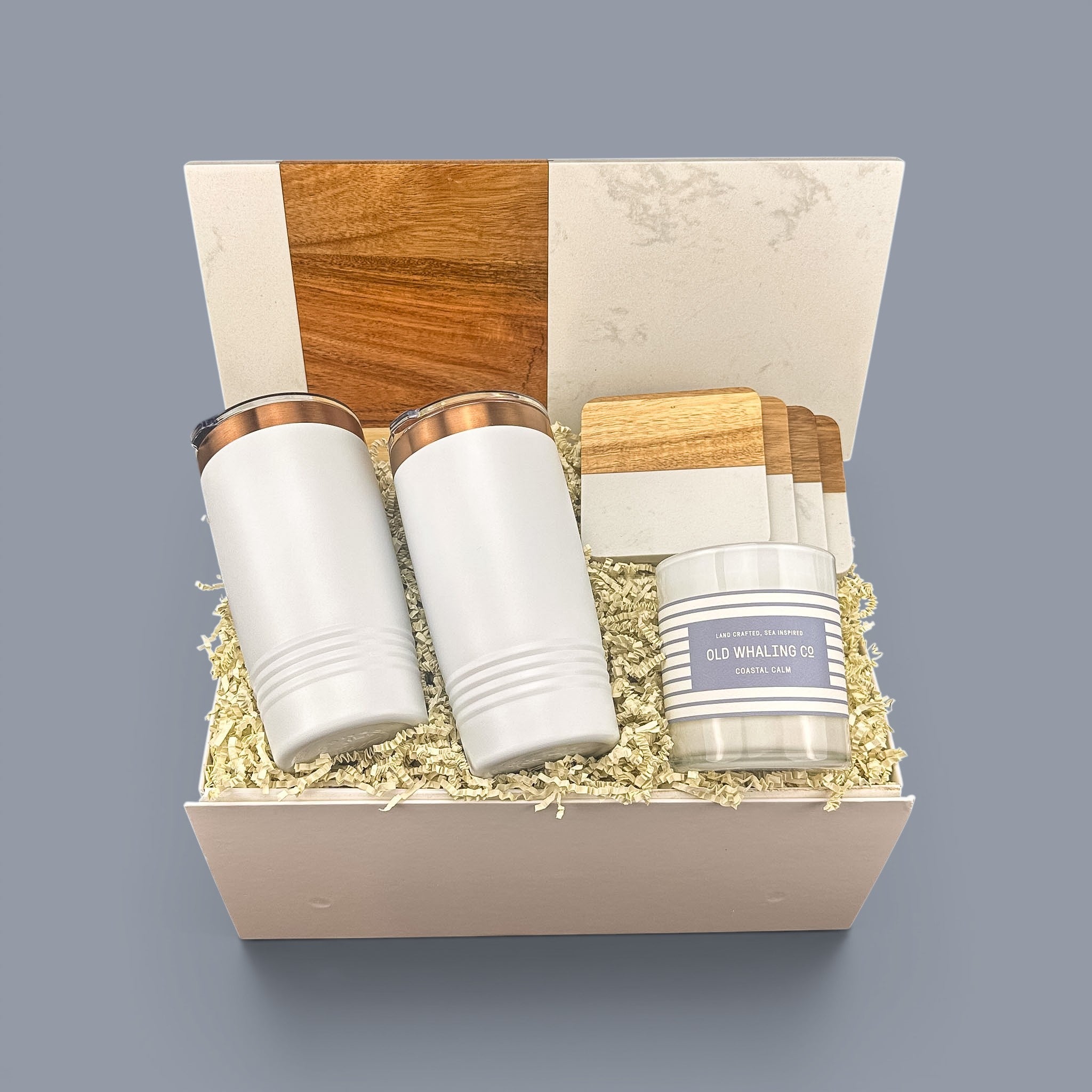 White Rectangle Marble Serving Board Personalized Gift Set | Laser Engraved | Closing Day Gifts