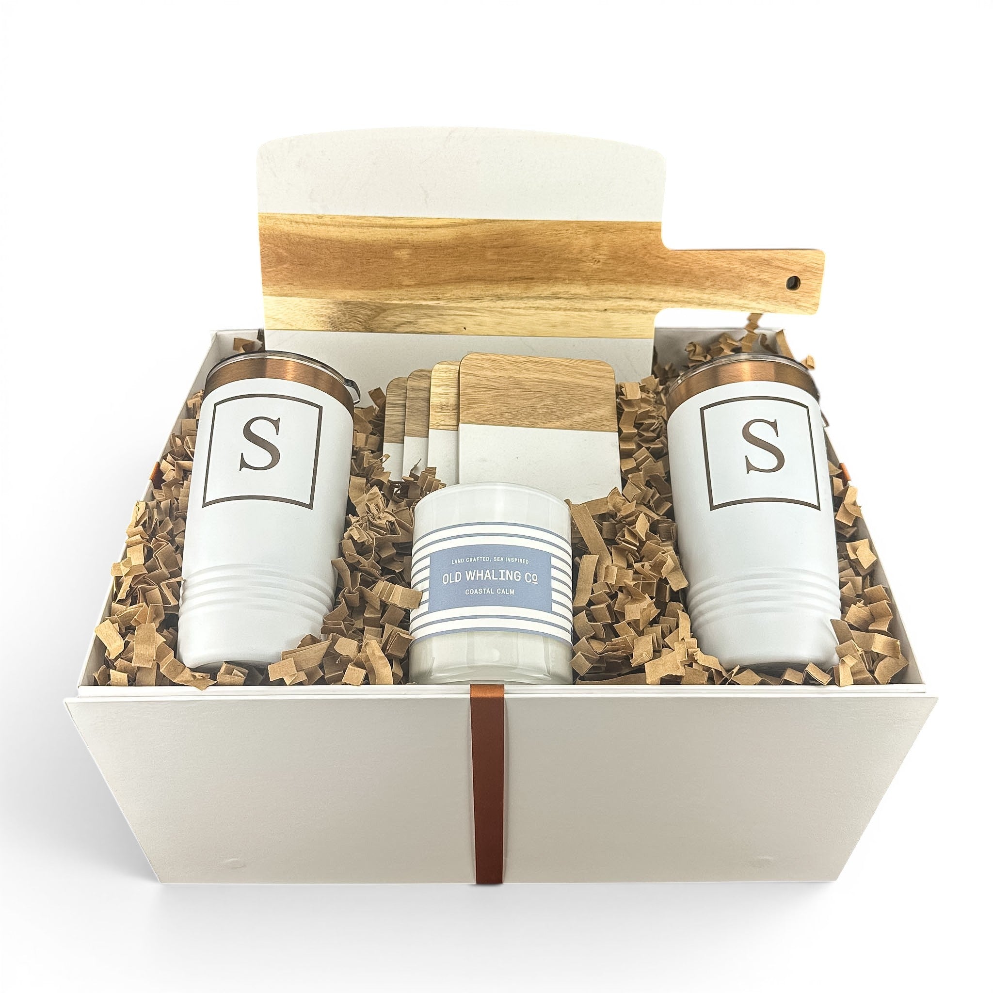 White Marble Serving Board with Handle Personalized Gift Set | Laser Engraved | Closing Day Gifts