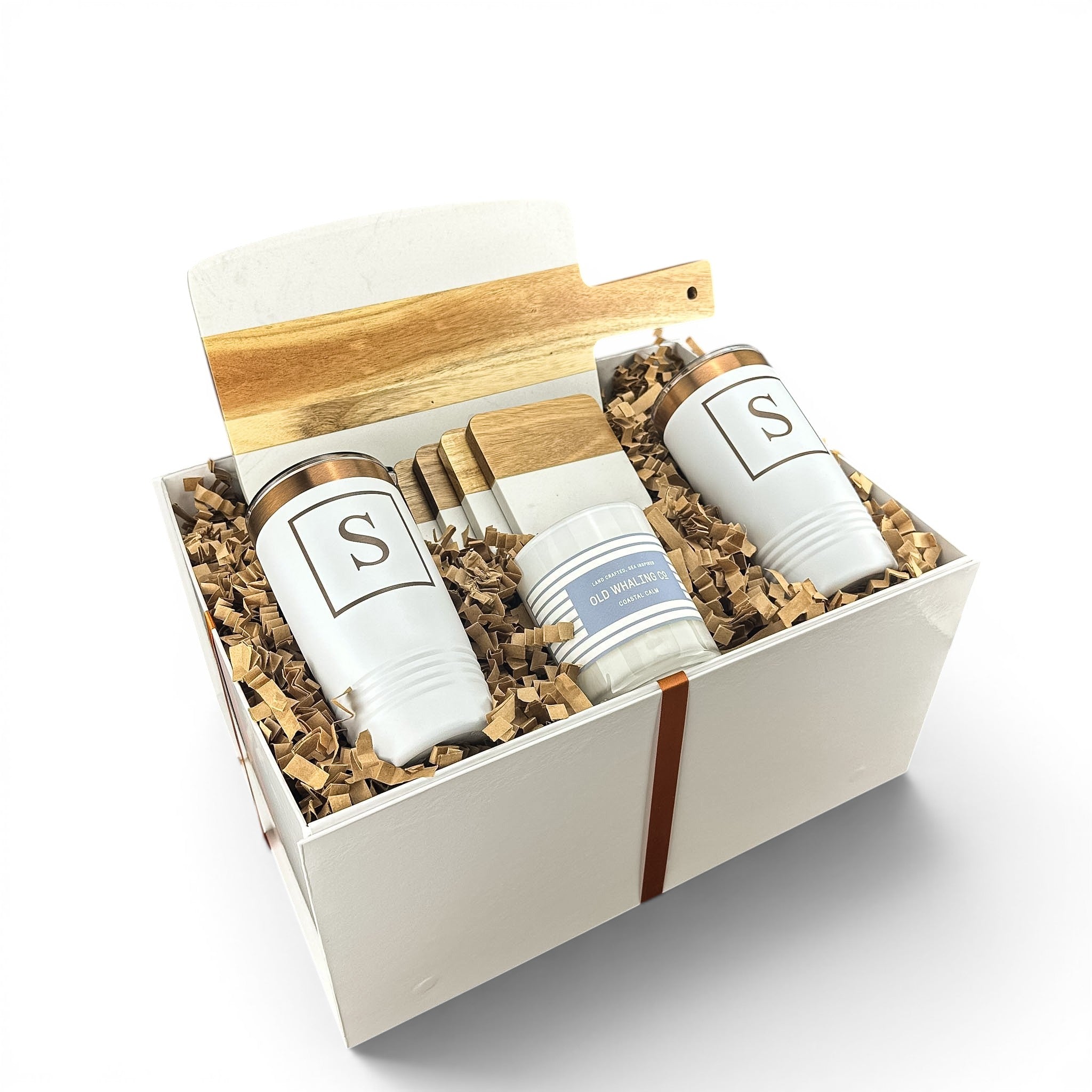 White Marble Serving Board with Handle Personalized Gift Set | Laser Engraved | Closing Day Gifts