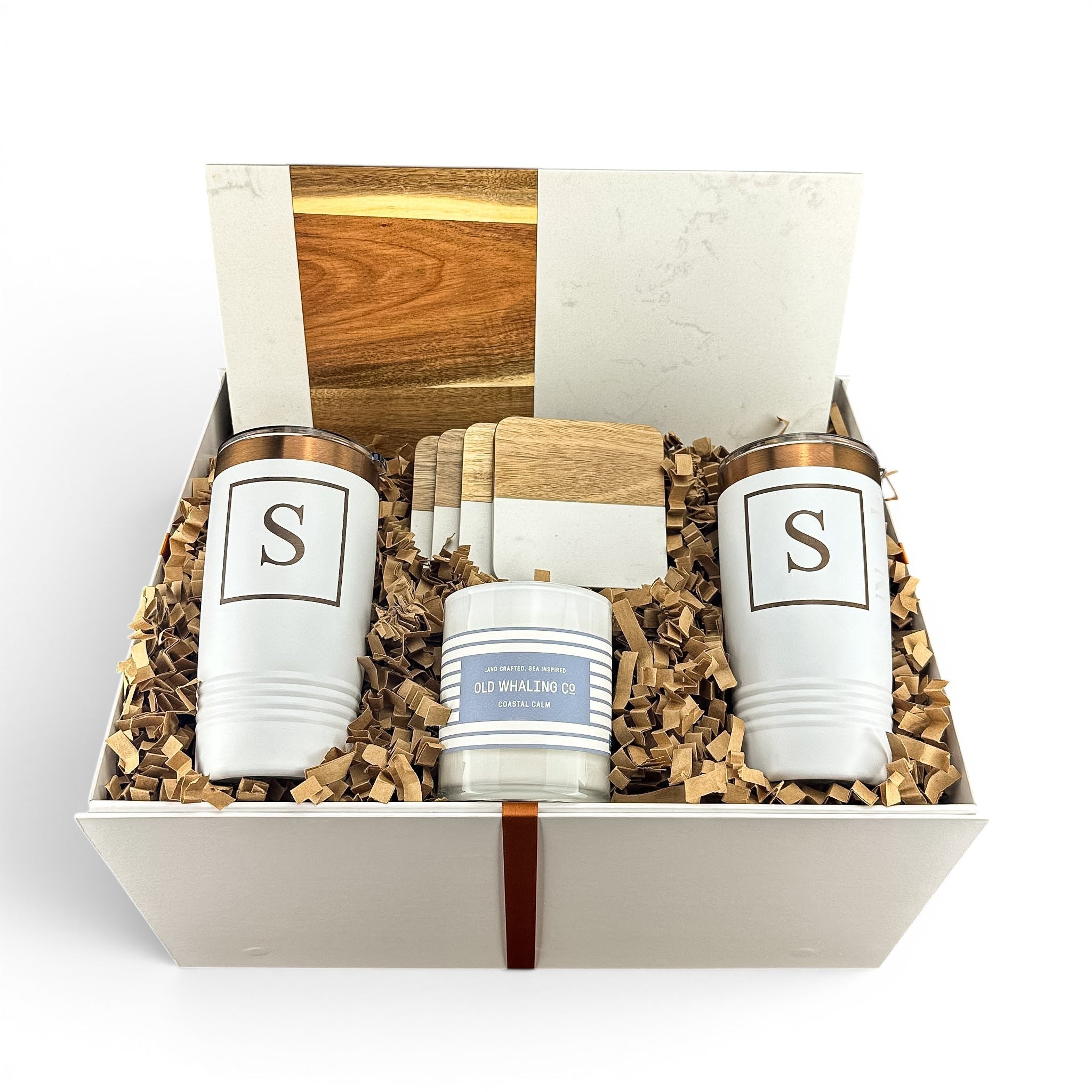 White Rectangle Marble Serving Board Personalized Gift Set | Laser Engraved | Closing Day Gifts