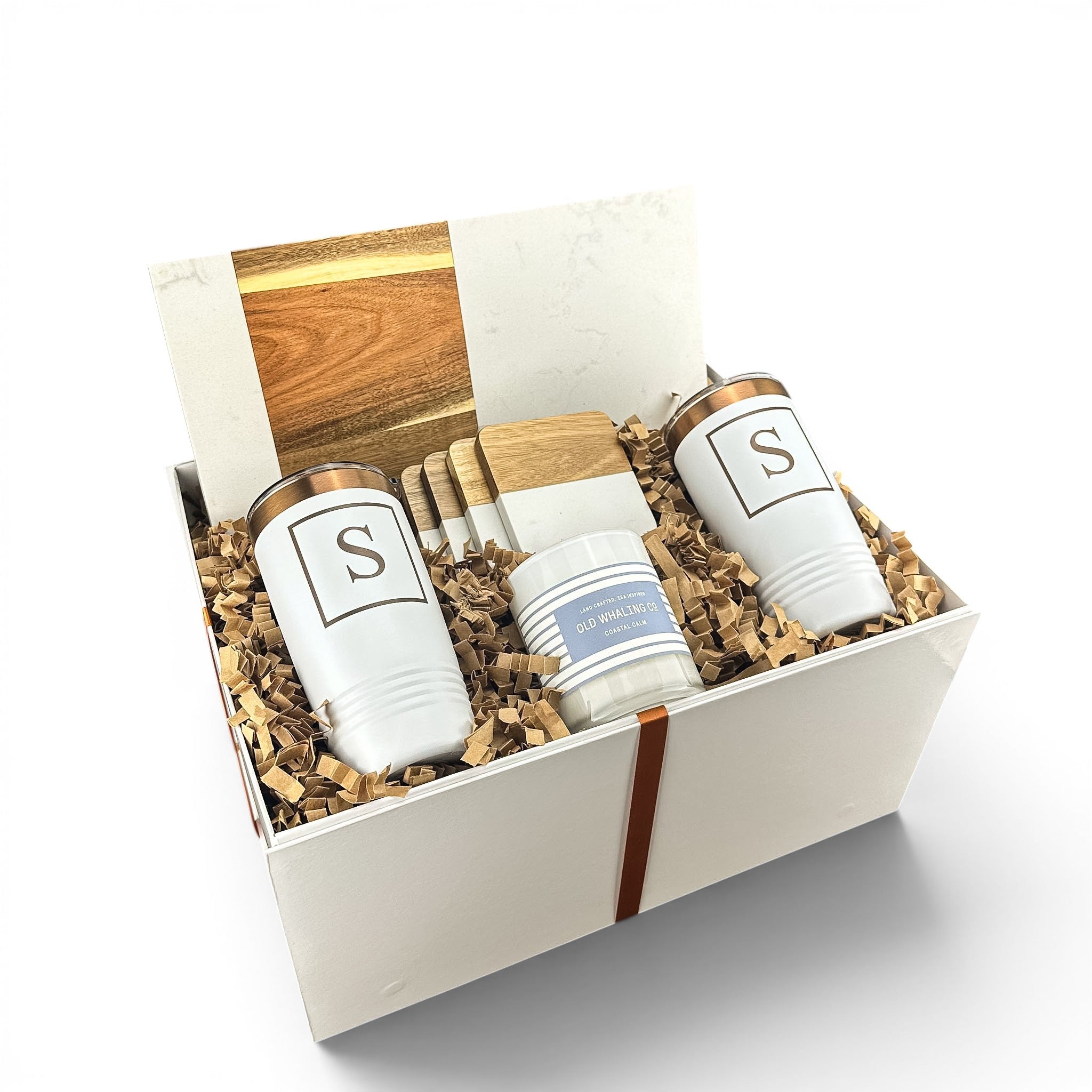 White Rectangle Marble Serving Board Personalized Gift Set | Laser Engraved | Closing Day Gifts