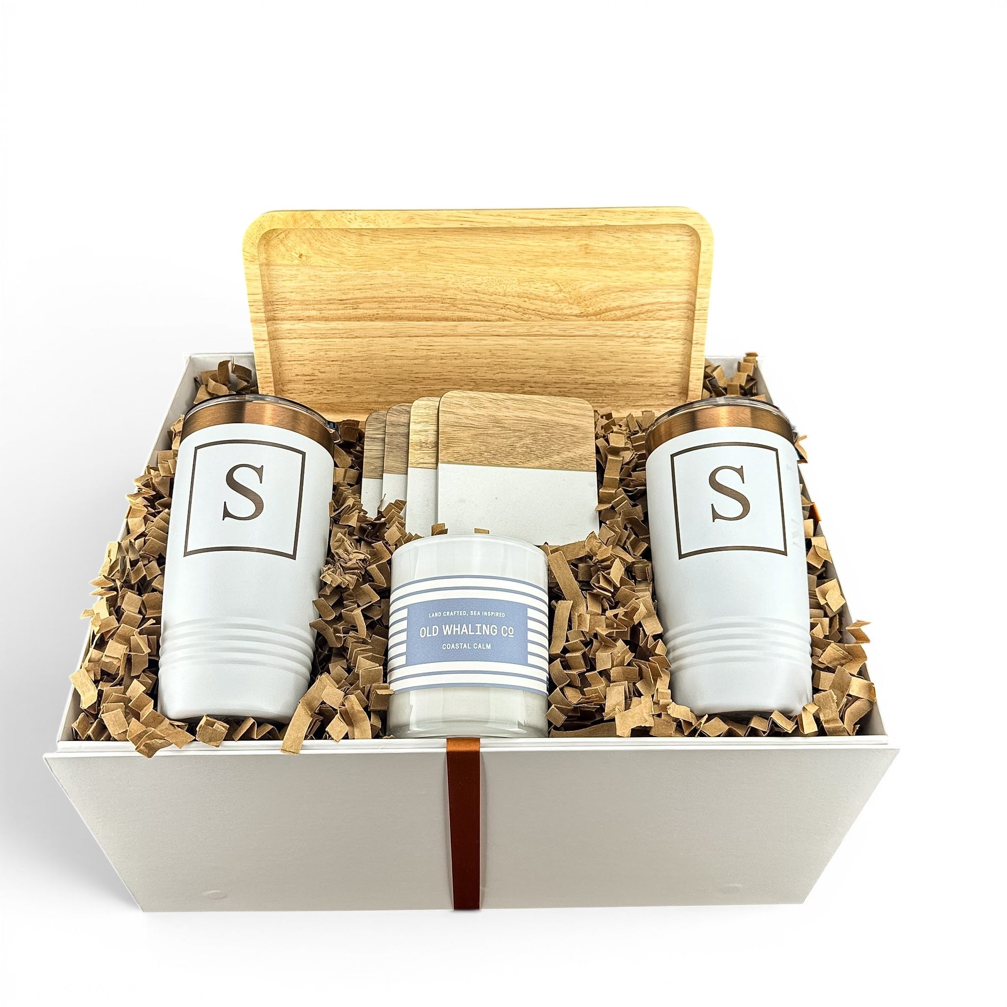 Rubber Wood Valet Entry Table Tray Personalized Gift Set | Laser Engraved | Closing Day Gifts