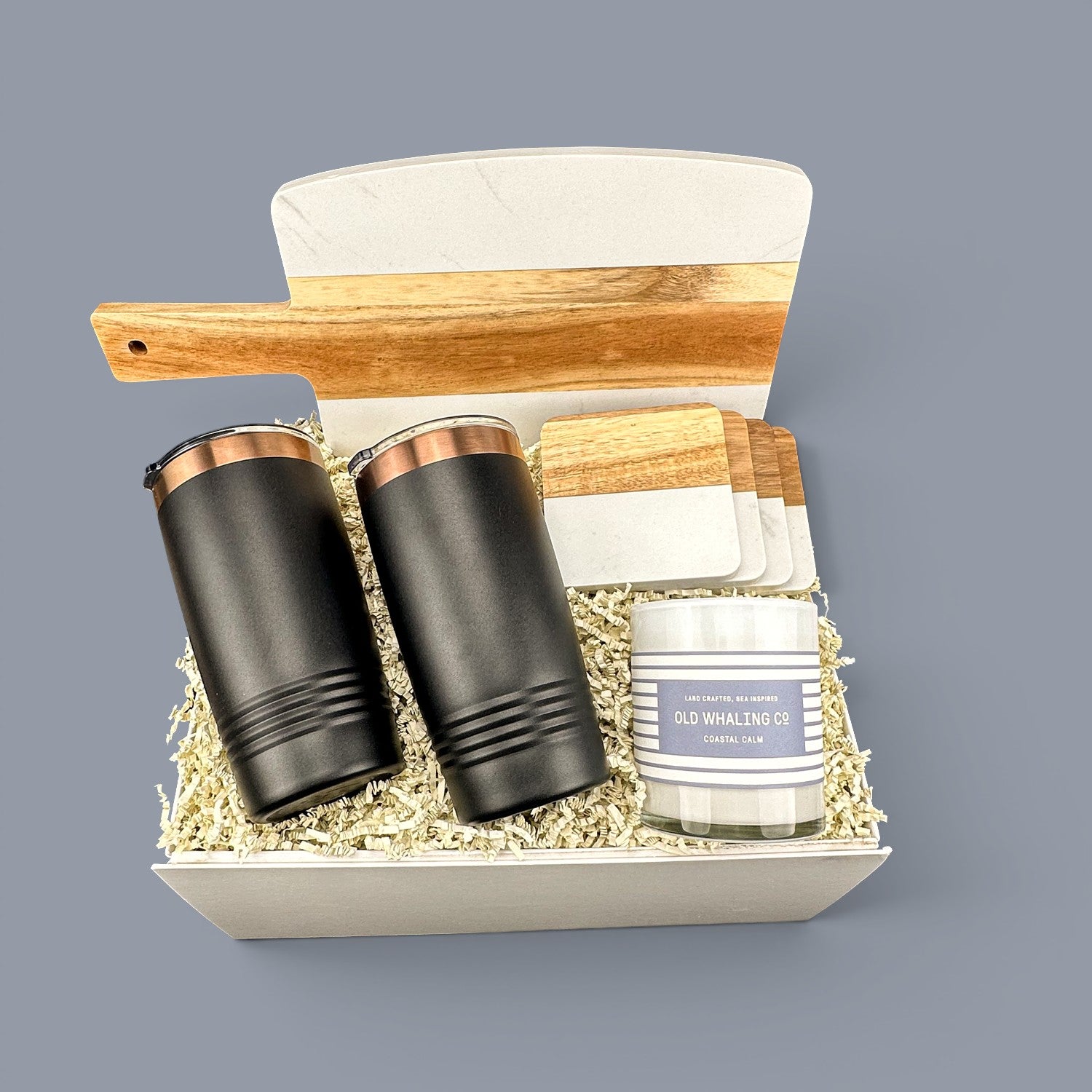 White Marble Serving Board with Handle Personalized Gift Set | Laser Engraved | Closing Day Gifts