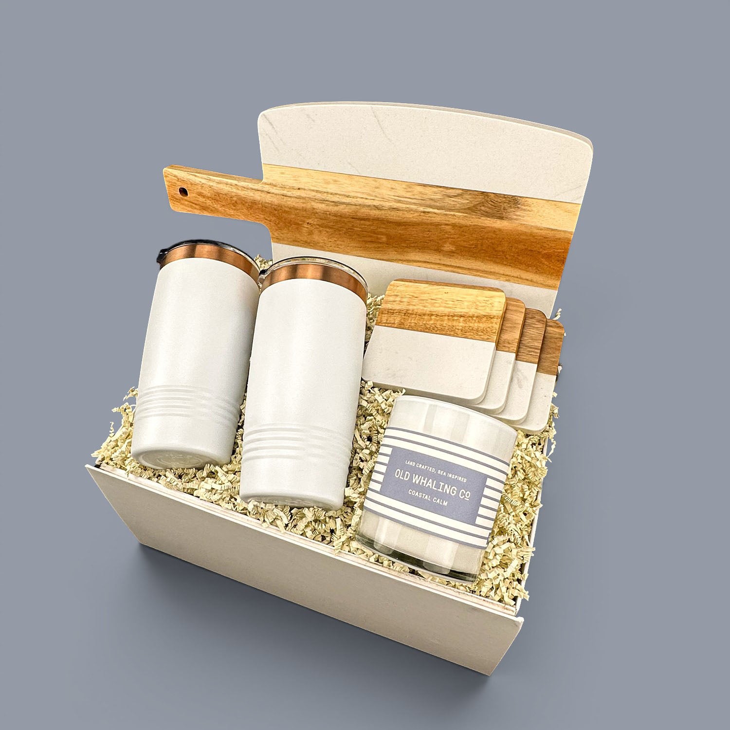 White Marble Serving Board with Handle Personalized Gift Set | Laser Engraved | Closing Day Gifts