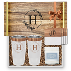 Acacia Wood Tray with Gold Handles Personalized Gift Set | Laser Engraved | Closing Day Gifts
