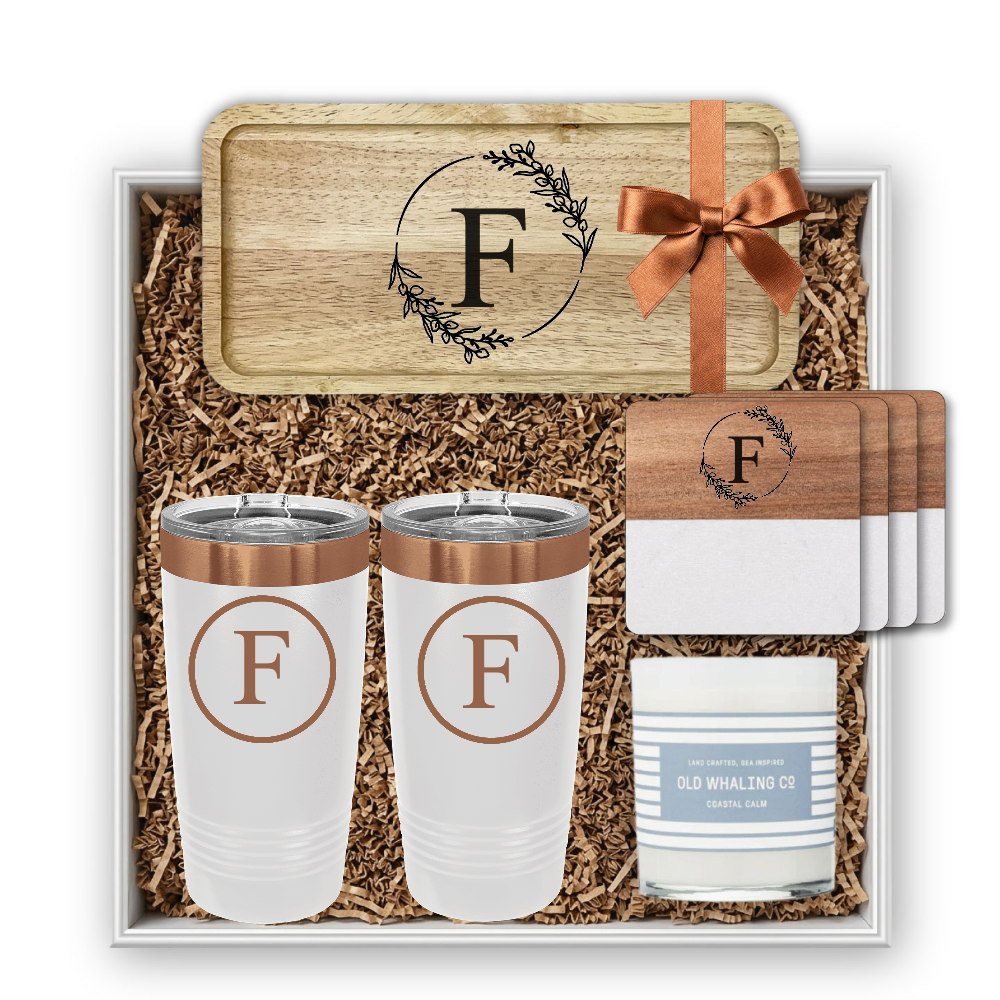 Rubber Wood Valet Entry Table Tray Engraved Personalized Gift Set