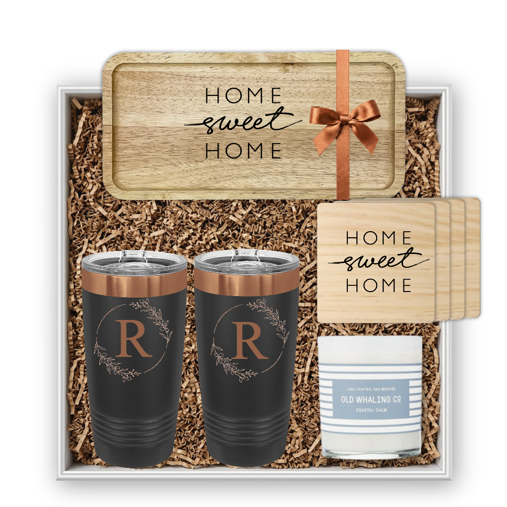 Rubber Wood Valet Entry Table Tray Personalized Gift Set | Laser Engraved | Closing Day Gifts